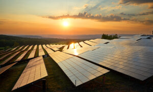 View of solar panels and solar energy in Dublin, CA